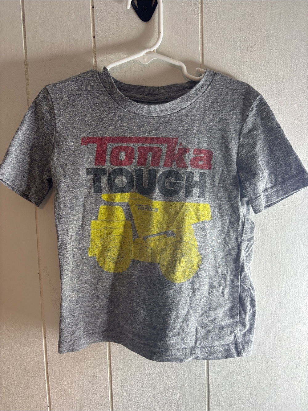 484 - Tonka Gray Tee with Yellow Dump Truck and Red Logo